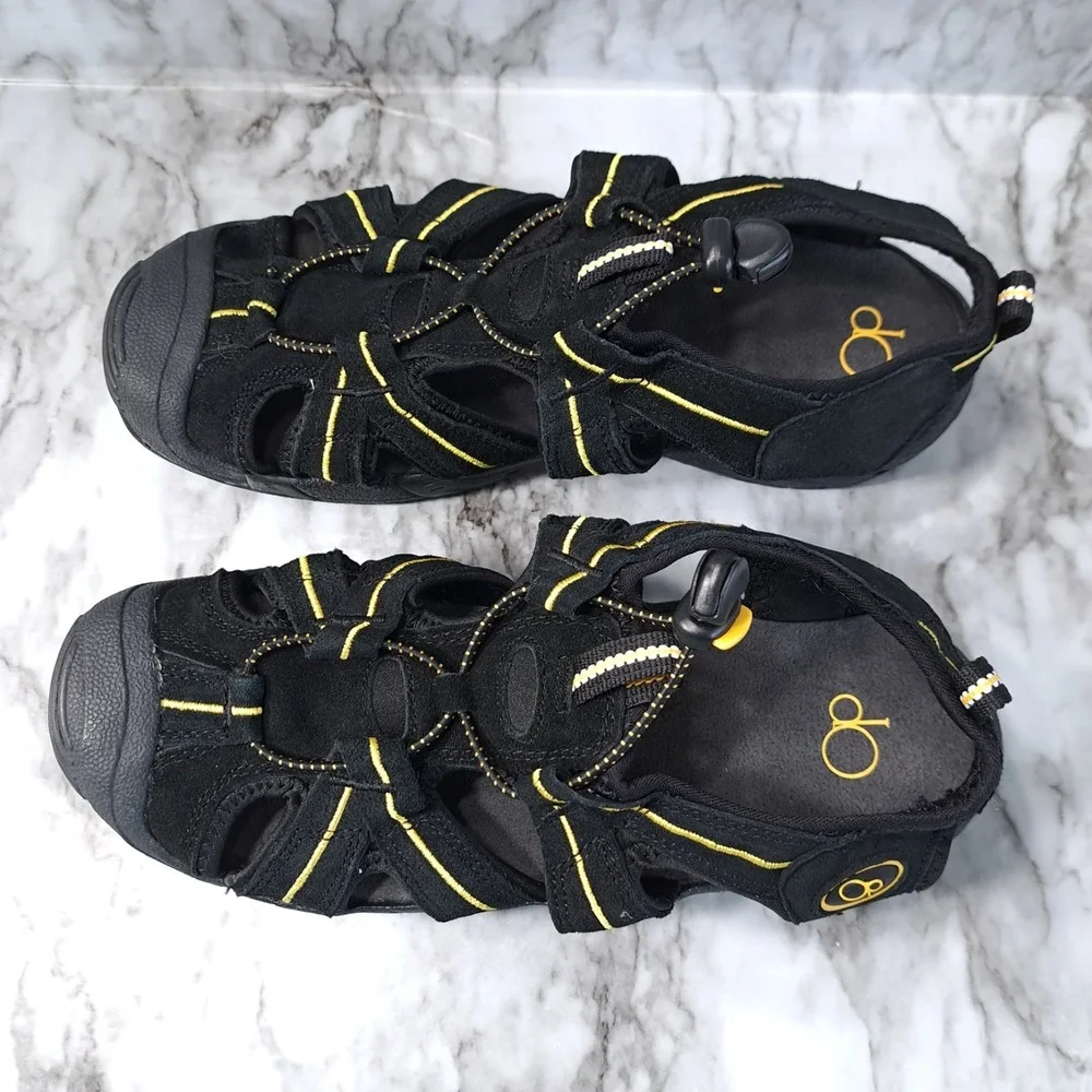 OP Ocean Pacific Boys Hiking Sandals Slip-On Size‎ 5 Black & Yellow